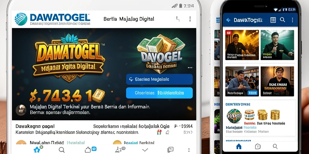Tampilan antarmuka aplikasi DAWATOGEL dengan berbagai artikel menarik.