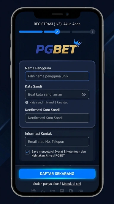 Tampilan halaman daftar pgbet